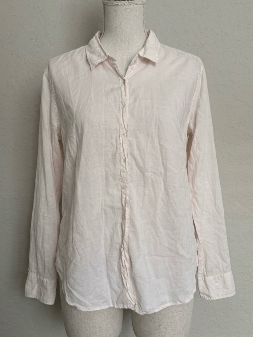 Xirena Pink Cotton Button Up Long Sleeve Shirt Size M Lightweight Breezy Coastal